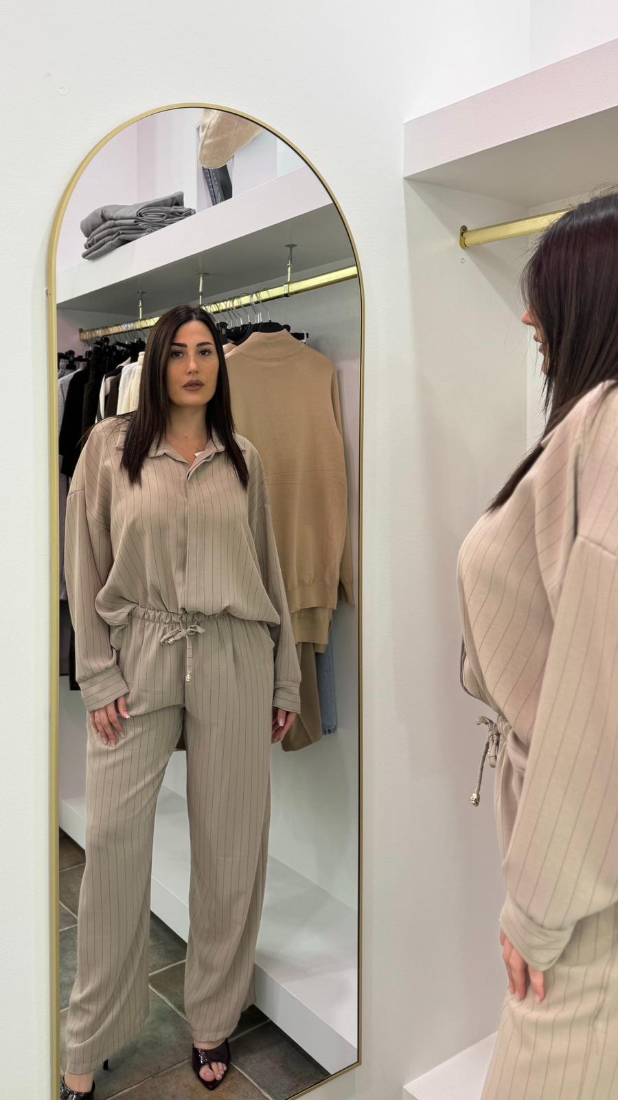 Completo Gessato Beige