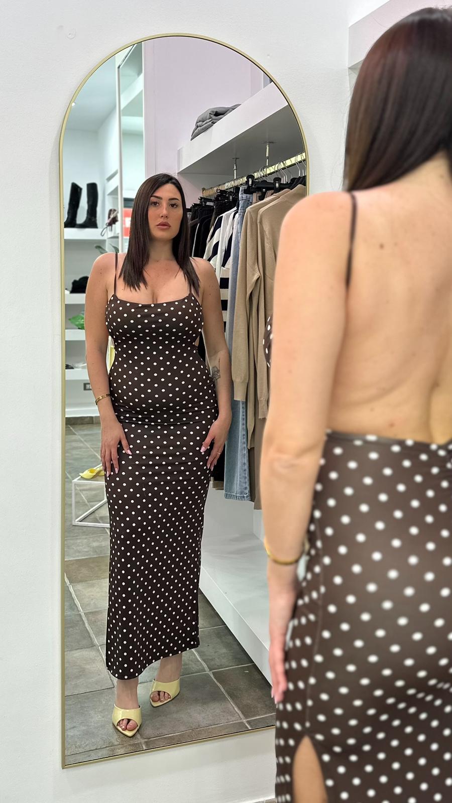 Abito Pois Marrone\Beige