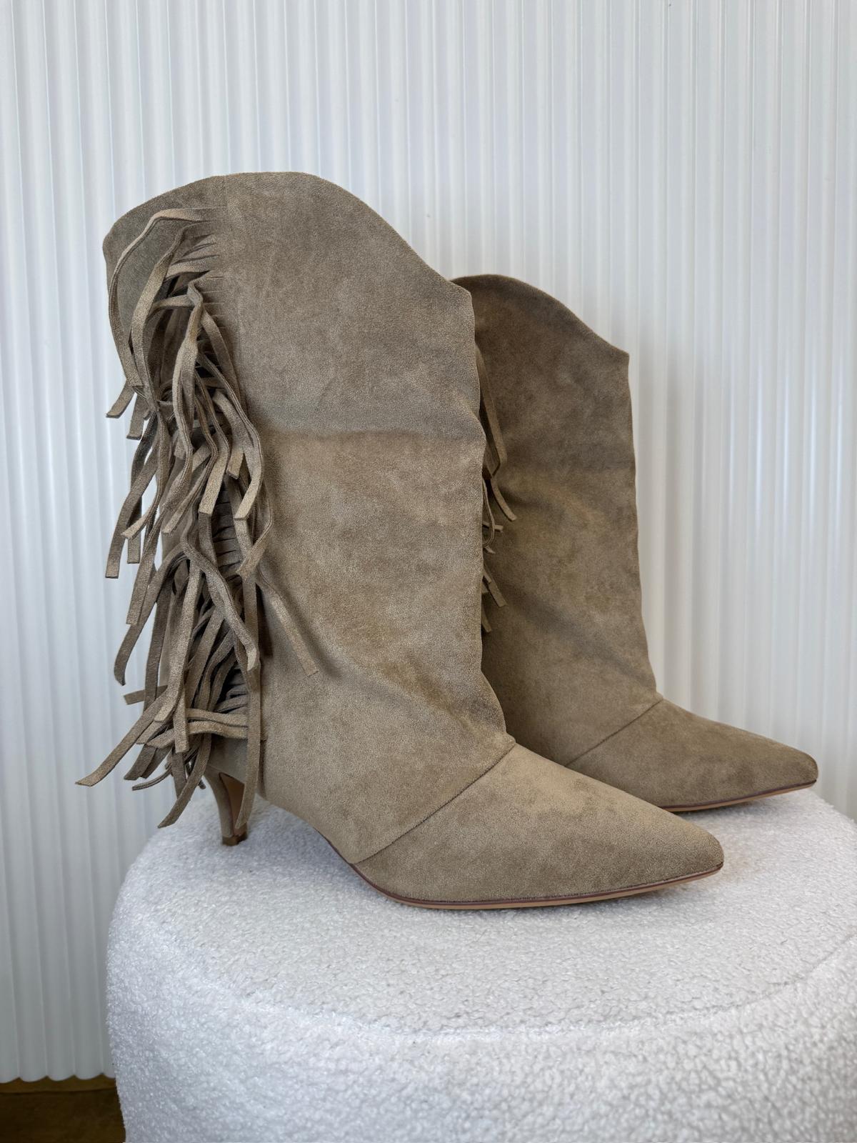Stivale Frange Beige