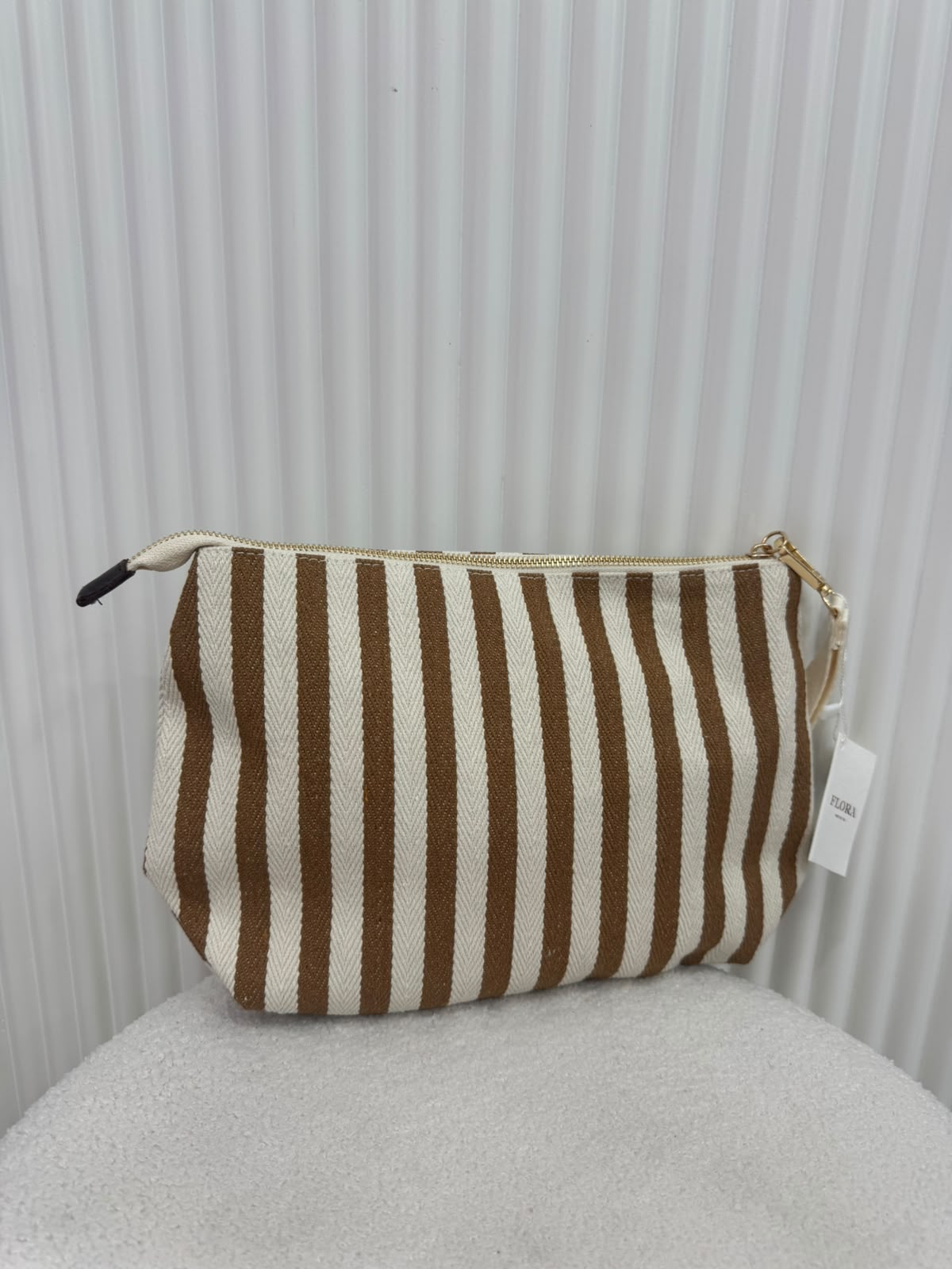 Pochette Righe Panna\Marrone